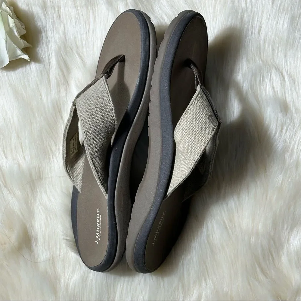 Tan and Brown Sandals with Contoured Footbed and Y-Strap Design